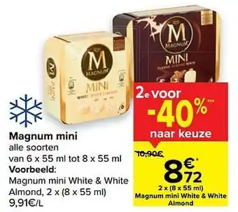 Carrefour Market Magnum mini white + white almond aanbieding