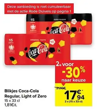Carrefour Market Blikjes coca-cola regular, light of zero aanbieding