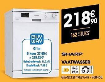 Electro Depot Sharp vaatwasser qw-gx12f49eew-fr aanbieding