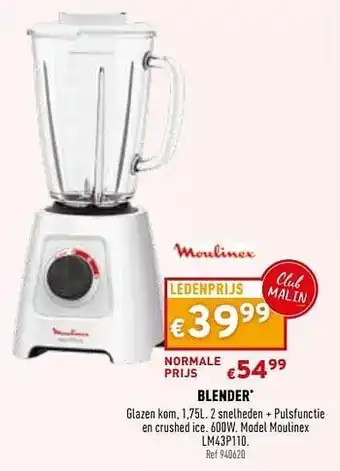 Trafic Blender moulinex lm43p110 aanbieding