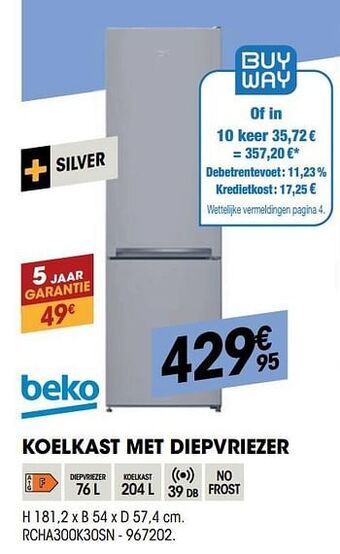 Electro Depot Beko koelkast met diepvriezer rcha300k30sn aanbieding