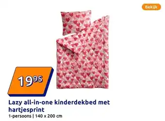 Action Lazy all-in-one kinderdekbed met hartjesprint aanbieding