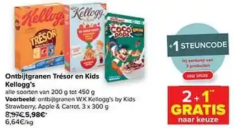 Carrefour Ontbijtgranen w.k kellogg`s by kids strawberry, apple + carrot aanbieding