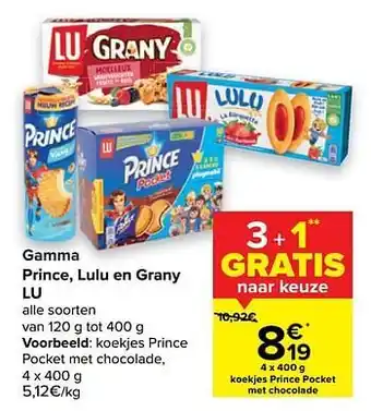 Carrefour Koekjes prince pocket met chocolade aanbieding