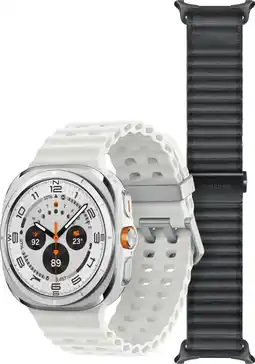 Coolblue Samsung Galaxy Watch Ultra (2025) 4G Titanium Wit 47mm + Ultra Trail Horlogeband Grijs aanbieding