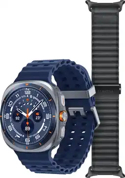 Coolblue Samsung Galaxy Watch Ultra (2025) 4G Titanium Blauw 47mm + Ultra Trail Horlogeband Grijs aanbieding