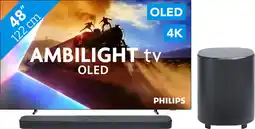 Coolblue Philips Ambilight 48'' OLED760 4K (2025) + JBL Bar 500 M2 Noir aanbieding