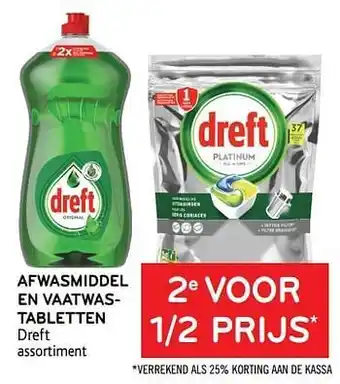 Alvo Afwasmiddel en vaatwastabletten dreft 2e voor 1-2 prijs aanbieding