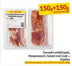 Intermarché Gerookt ontbijtspek, Hespenworst, Salami met look of Kipfilet aanbieding