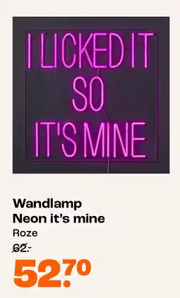 Kwantum Wandlamp Neon it's mine aanbieding