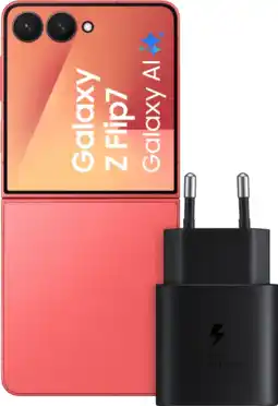 Coolblue Samsung Galaxy Z Flip 7 256 Go Rouge 5G + Samsung Chargeur 25 Watts Noir aanbieding