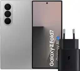 Coolblue Samsung Galaxy Z Fold 7 256Â Go Argent 5G + Samsung Chargeur 25Â Watts Noir aanbieding