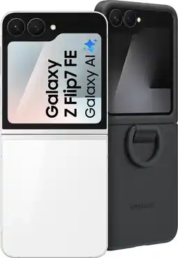 Coolblue Samsung Galaxy Z Flip 7 FE 256 Go Blanc 5G + Samsung Silicone Back Cover Noir aanbieding