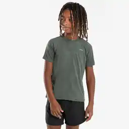 Decathlon Licht naadloos hardloopshirt met korte mouwen kinderen TS Light 900 kaki aanbieding