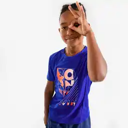 Decathlon Ademend hardloop T-shirt voor kinderen Dry+ 500 indigoblauw rood aanbieding