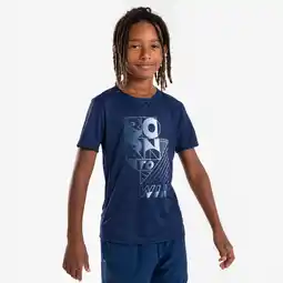 Decathlon Ademend hardloop T-shirt voor kinderen Dry+ 500 marineblauw grijs aanbieding