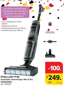Carrefour Draadloze vloerreiniger Wet & Dry GZ5035WO aanbieding