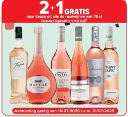 Carrefour naar keuze uit alle de roséwijnen van 75 cl aanbieding