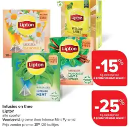 Carrefour Infusies en thee Lipton aanbieding