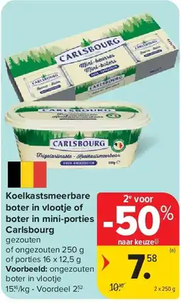 Carrefour Koelkastsmeerbare boter in vlootje of boter in mini-porties Carlsbourg aanbieding