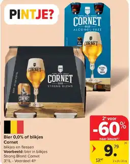Carrefour Bier 0,0% of blikjes Cornet aanbieding