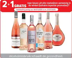 Carrefour naar keuze uit alle roséwijnen aanwezig in de winkel (behalve lopende promoties) aanbieding