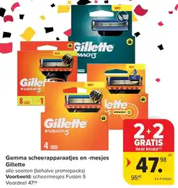 Carrefour Gamma scheerapparaatjes en -mesjes Gillette aanbieding