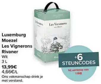 Carrefour Market Luxemburg moezel les vignerons rivaner wit aanbieding