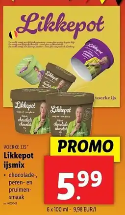 Lidl Voerke ijs likkepot ijsmix aanbieding