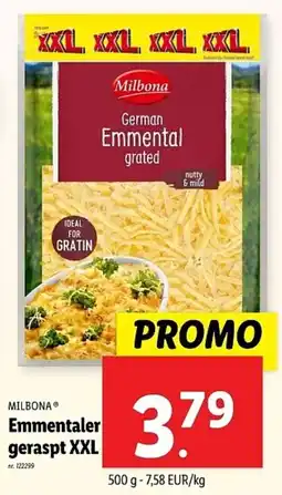Lidl Milbona Emmentaler geraspt XXL aanbieding