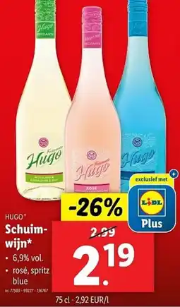 Lidl Hugo Schuimwijn aanbieding