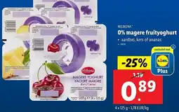 Lidl Milbona 0% magere fruityoghurt aanbieding