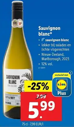 Lidl Sauvignon blanc aanbieding