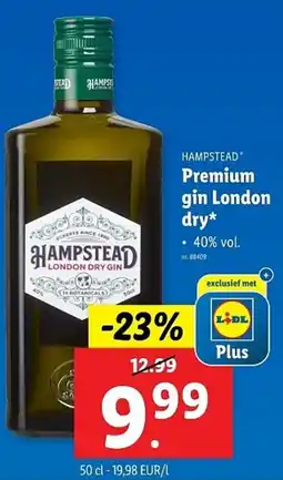 Lidl Hampstead Premium gin London dry aanbieding