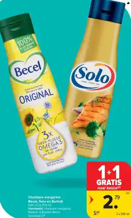 Carrefour Market Vloeibare margarine Becel, Solo en Bertolli aanbieding
