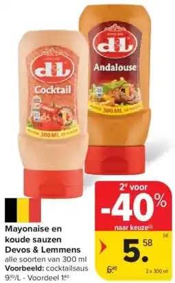 Carrefour Market Devos & Lemmens mayonaise en koude sauzen aanbieding
