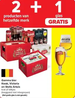 Carrefour Market Gamma bier Kwak, Victoria en Stella Artois aanbieding