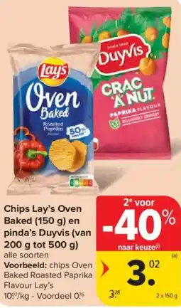 Carrefour Market Chips Lay's Oven Baked en pinda's Duyvis aanbieding