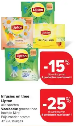 Carrefour Market Lipton Infusies en thee aanbieding