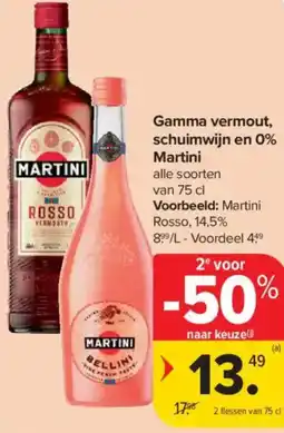 Carrefour Market Martini Gamma vermout, schuimwijn en 0% aanbieding