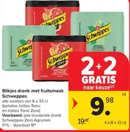 Carrefour Market Schweppes Blikjes drank met fruitsmaak aanbieding