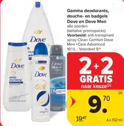 Carrefour Market Gamma deodorants, douche- en badgels Dove en Dove Men aanbieding