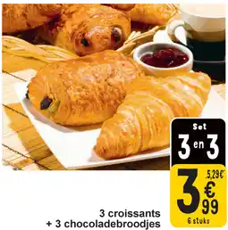 Cora 3 croissants + 3 chocoladebroodjes aanbieding