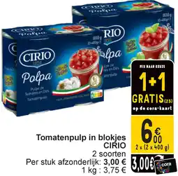 Cora Cirio tomatenpulp in blokjes aanbieding