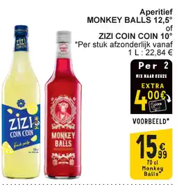 Cora Aperitief monkey balls 12,5° of zizi coin coin 10° aanbieding