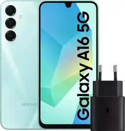 Coolblue Samsung Galaxy A16 128GB Groen 5G + Samsung Oplader 25W Zwart aanbieding