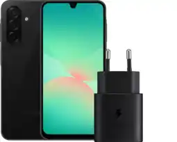 Coolblue Samsung Galaxy A26 128GB Zwart 5G + Samsung Oplader 25 Watt Zwart aanbieding