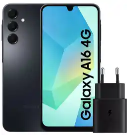 Coolblue Samsung Galaxy A16 128GB Zwart 4G + Samsung Oplader 25W Zwart aanbieding
