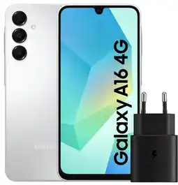 Coolblue Samsung Galaxy A16 128GB Wit 4G + Samsung Oplader 25W Zwart aanbieding