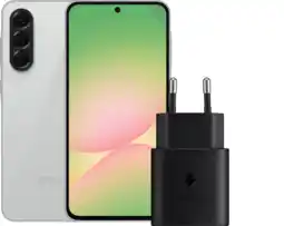 Coolblue Samsung Galaxy A56 256GB Grijs 5G + Samsung Oplader 25 Watt Zwart aanbieding